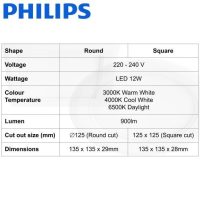 12W PHILIPS Marcasite LED Square Downlight - Image 2