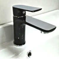 Mayfair 019B Basin Mixer Tap Glossy Black & Chrome