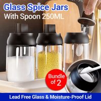 High Quality Glass Spice Jars / Glass Container [Bundles with Spoon]