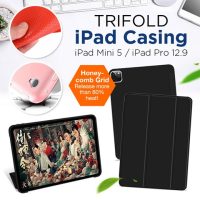 Tri-Fold iPad 10.2/ 12.9 Yr 2021/ Mini 5 Casing - HoneyComb Pattern TPU Design / Heat Release