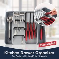 Expandable Cutlery+Kitchen Knife+Utensils Drawer Organizer 40*29~56*5.5cm